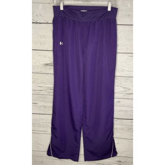 NWOT Under Armour Elastic Waist Zip Hem Loose Fit Track Pants Men Size M Purple - Picture 1 of 9